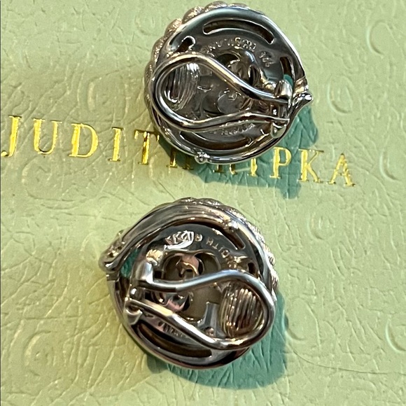 Judith Ripka Blue Mabe Pearl and Blue Topaz Clip Earrings - Picture 4 of 7